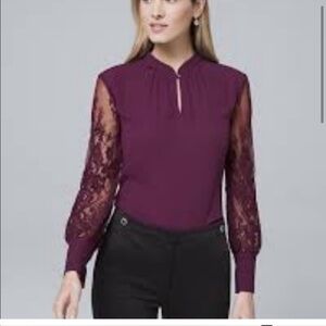WHbM blouse with lace sleeves
